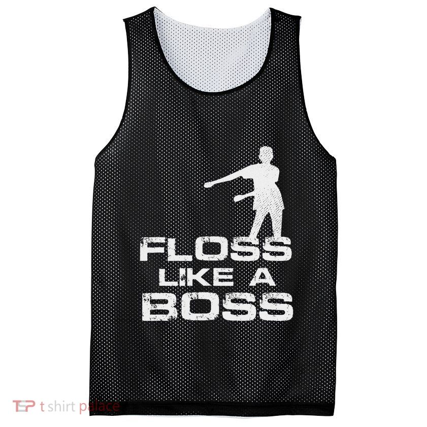 Floss Like A Boss Funny Dance Distress Mesh Reversible Basketball Jersey Tank