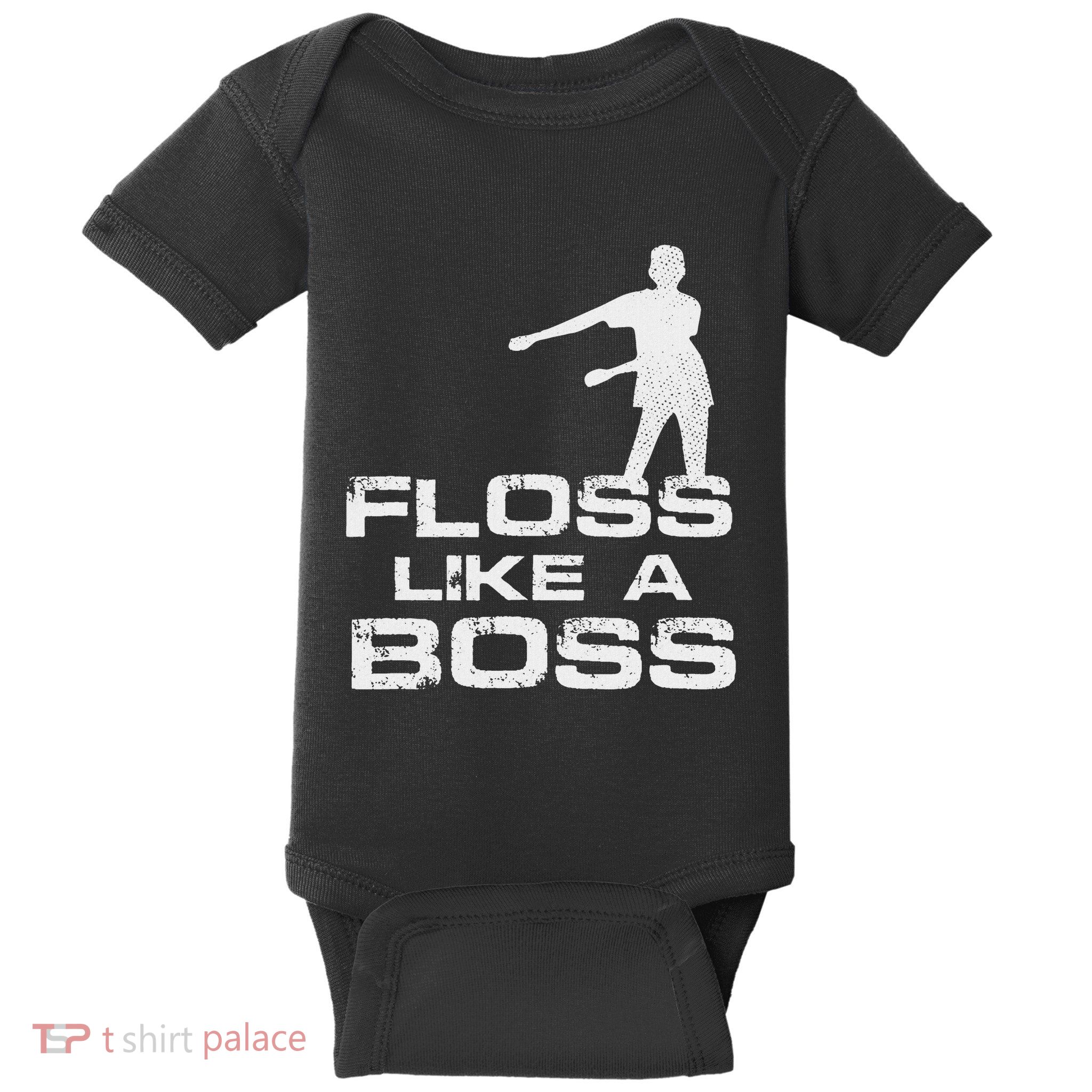 Floss Like A Boss Funny Dance Distress Baby Bodysuit