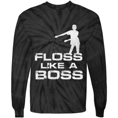 Floss Like A Boss Funny Dance Distress Tie-Dye Long Sleeve Shirt