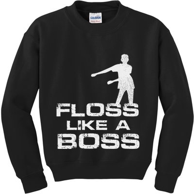Floss Like A Boss Funny Dance Distress Kids Sweatshirt