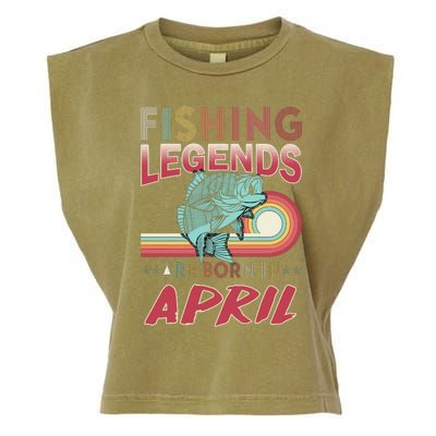 Fishing Legends Are Born In April Garment-Dyed Women's Muscle Tee