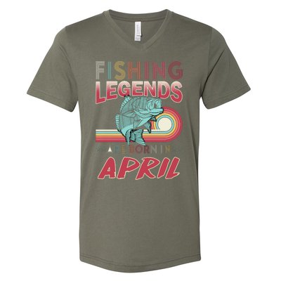 Fishing Legends Are Born In April V-Neck T-Shirt