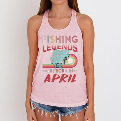 Fishing Legends Are Born In April Women's Knotted Racerback Tank