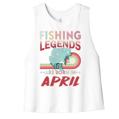 Fishing Legends Are Born In April Women's Racerback Cropped Tank