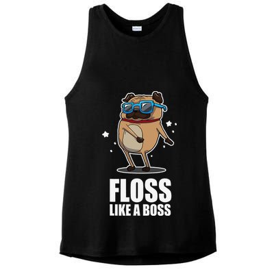 Floss Like A Boss Pug Floss Dance Dog Ladies PosiCharge Tri-Blend Wicking Tank