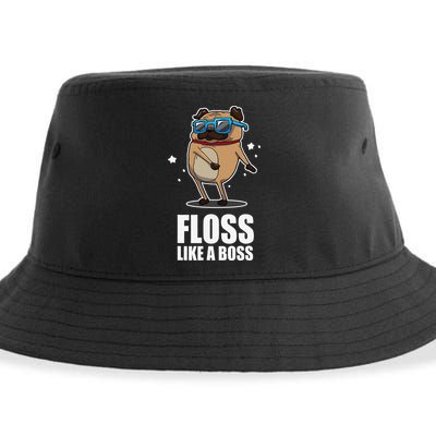 Floss Like A Boss Pug Floss Dance Dog Sustainable Bucket Hat