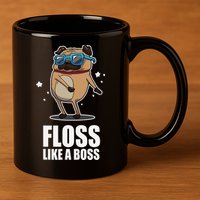 Floss Like A Boss Pug Floss Dance Dog 11oz C Handle Ceramic Mug