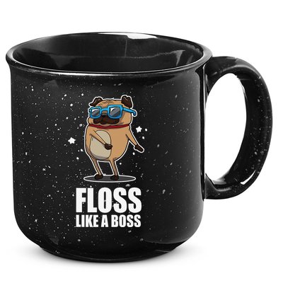 Floss Like A Boss Pug Floss Dance Dog 15oz Campfire Ceramic Mug
