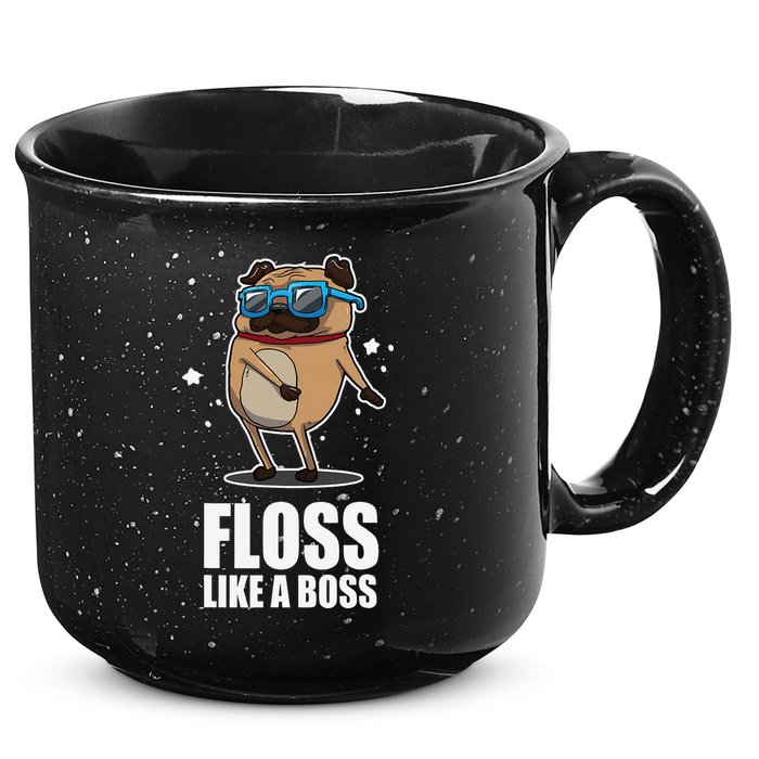 Floss Like A Boss Pug Floss Dance Dog 15oz Campfire Ceramic Mug