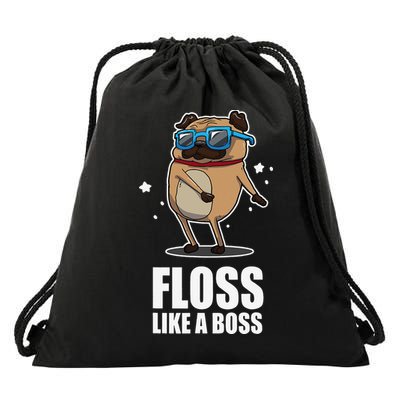 Floss Like A Boss Pug Floss Dance Dog Drawstring Bag