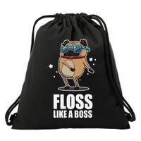 Floss Like A Boss Pug Floss Dance Dog Drawstring Bag