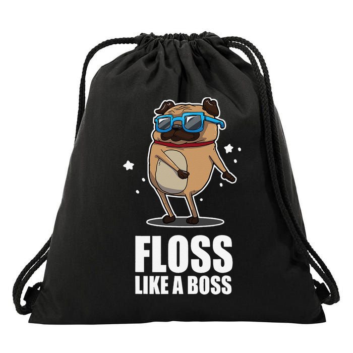 Floss Like A Boss Pug Floss Dance Dog Drawstring Bag