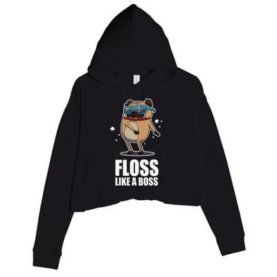 Floss Like A Boss Pug Floss Dance Dog Crop Fleece Hoodie