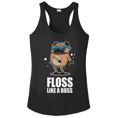 Floss Like A Boss Pug Floss Dance Dog Ladies PosiCharge Competitor Racerback Tank