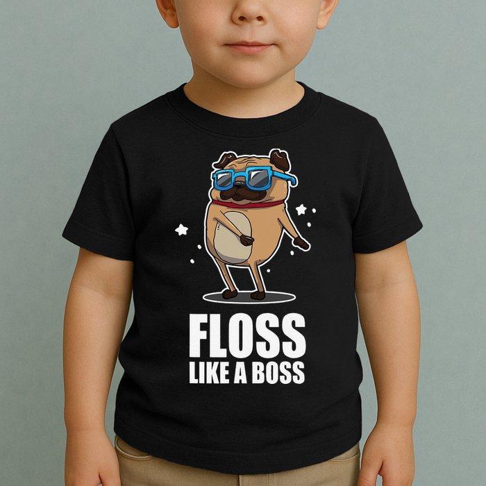 Floss Like A Boss Pug Floss Dance Dog Toddler T-Shirt
