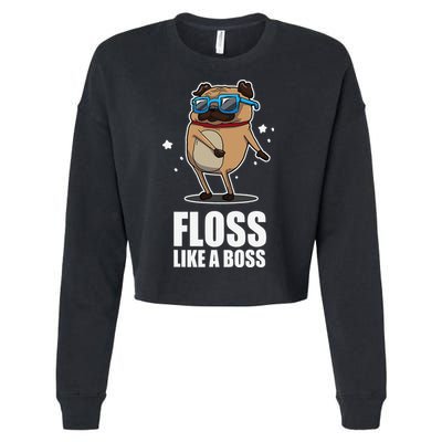 Floss Like A Boss Pug Floss Dance Dog Cropped Pullover Crew