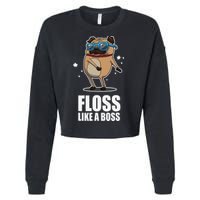 Floss Like A Boss Pug Floss Dance Dog Cropped Pullover Crew