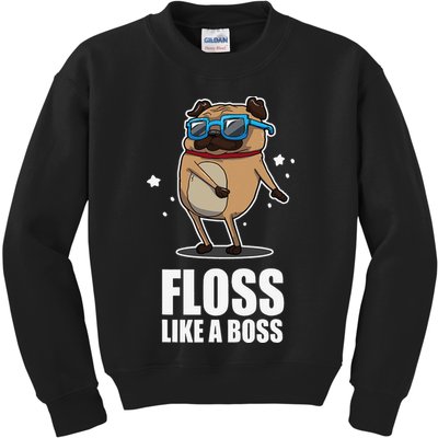 Floss Like A Boss Pug Floss Dance Dog Kids Sweatshirt