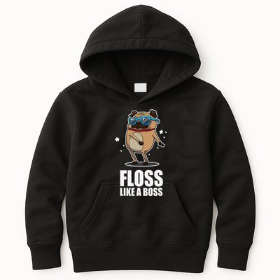 Floss Like A Boss Pug Floss Dance Dog Kids Hoodie
