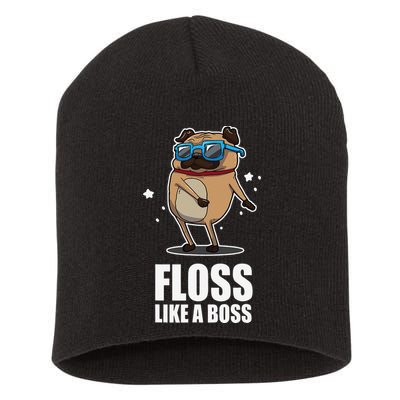 Floss Like A Boss Pug Floss Dance Dog Short Acrylic Beanie