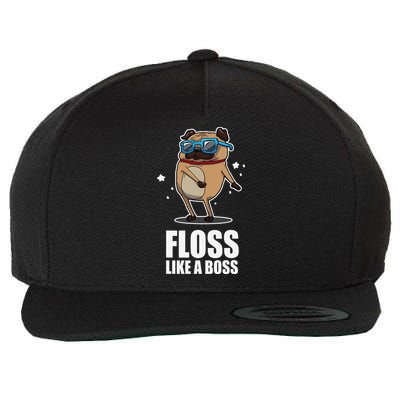 Floss Like A Boss Pug Floss Dance Dog Wool Snapback Cap