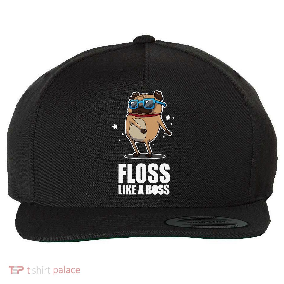 Floss Like A Boss Pug Floss Dance Dog Wool Snapback Cap