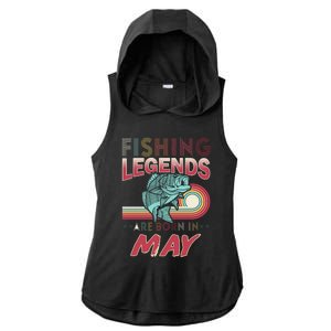 Fishing Legends Are Born In May Ladies PosiCharge Tri-Blend Wicking Draft Hoodie Tank