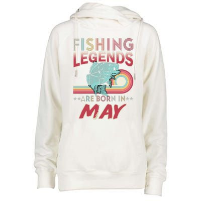 Fishing Legends Are Born In May Womens Funnel Neck Pullover Hood