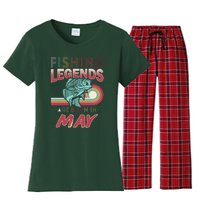 Fishing Legends Are Born In May Women's Flannel Pajama Set