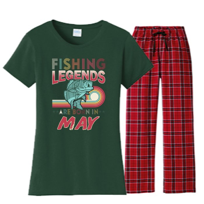 Fishing Legends Are Born In May Women's Flannel Pajama Set