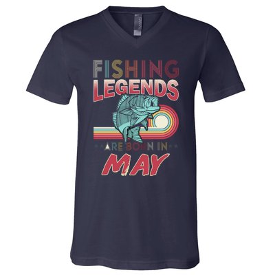 Fishing Legends Are Born In May V-Neck T-Shirt