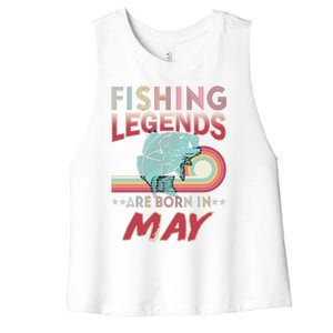 Fishing Legends Are Born In May Women's Racerback Cropped Tank