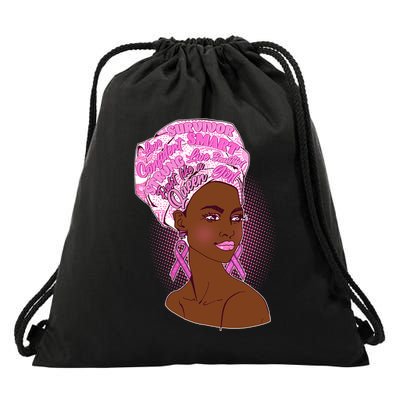 Fight Like A Queen Breast Cancer Awareness Drawstring Bag