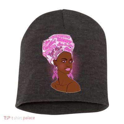 Fight Like A Queen Breast Cancer Awareness Short Acrylic Beanie