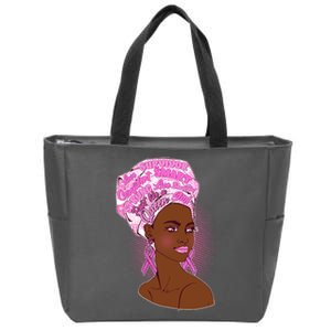 Fight Like A Queen Breast Cancer Awareness Zip Tote Bag