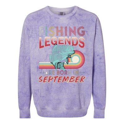 Fishing Legends Are Born In September Colorblast Crewneck Sweatshirt