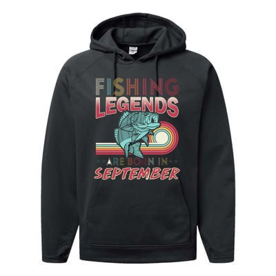 Fishing Legends Are Born In September Performance Fleece Hoodie