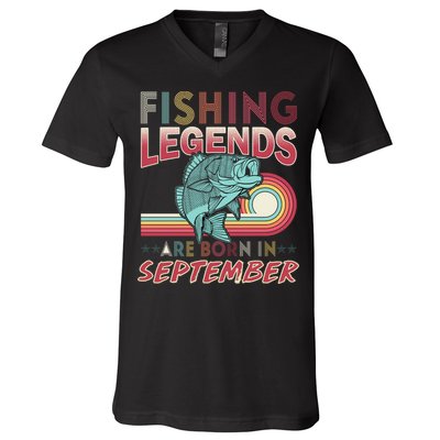 Fishing Legends Are Born In September V-Neck T-Shirt