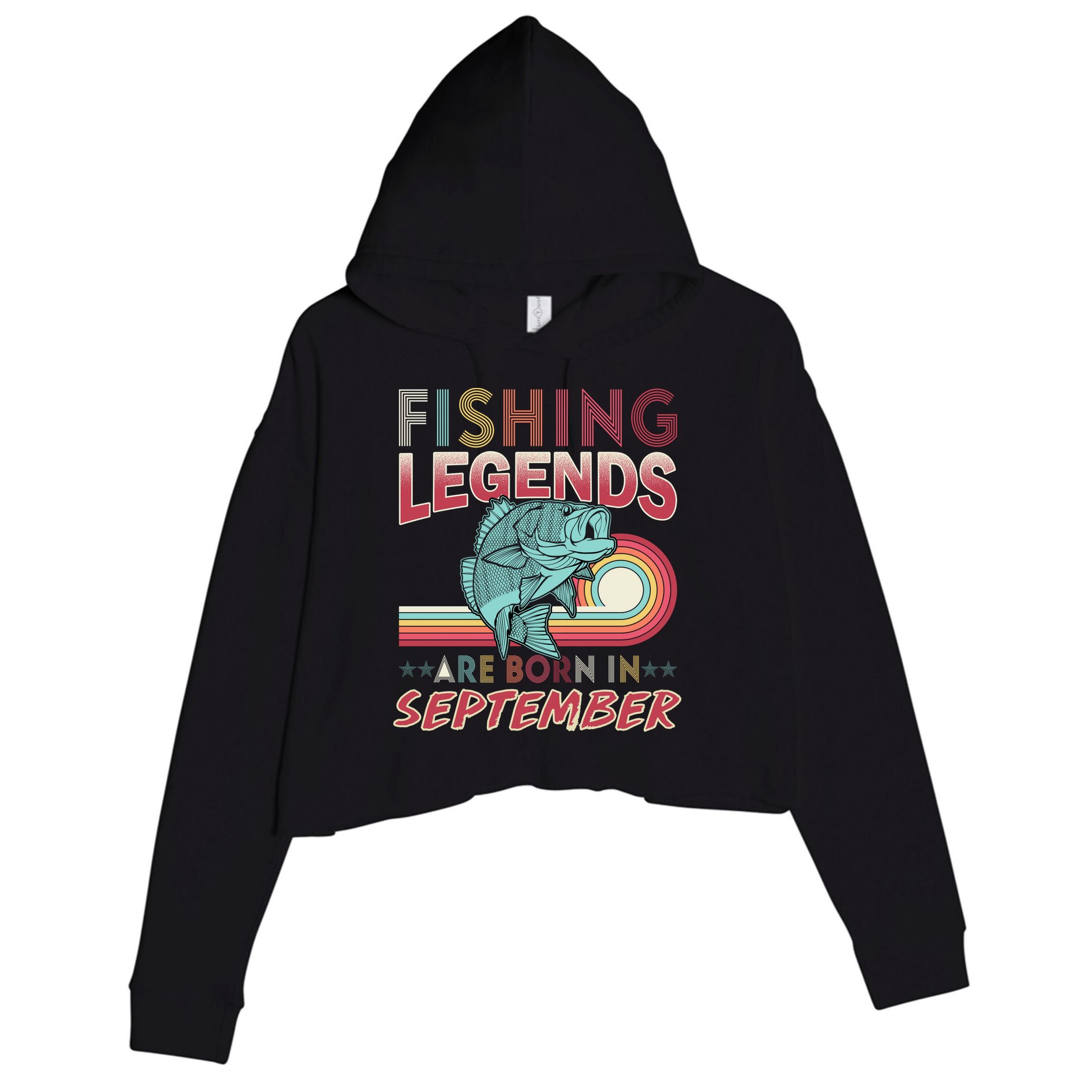 Fishing Legends Are Born In September Crop Fleece Hoodie