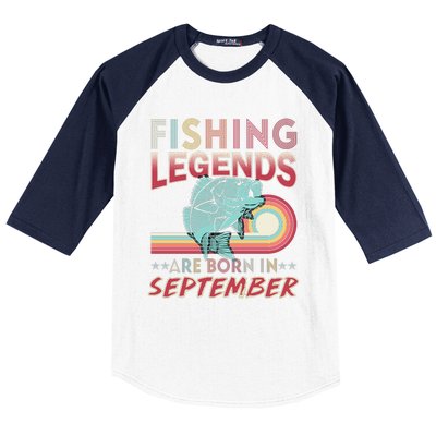 Fishing Legends Are Born In September Baseball Sleeve Shirt