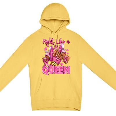 Fight Like A Queen Breast Cancer Support Awareness Premium Pullover Hoodie