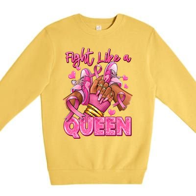 Fight Like A Queen Breast Cancer Support Awareness Premium Crewneck Sweatshirt