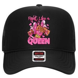 Fight Like A Queen Breast Cancer Support Awareness High Crown Mesh Back Trucker Hat