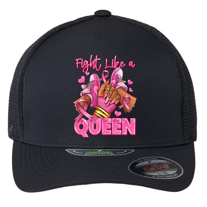 Fight Like A Queen Breast Cancer Support Awareness Flexfit Unipanel Trucker Cap