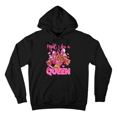 Fight Like A Queen Breast Cancer Support Awareness Hoodie