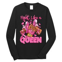 Fight Like A Queen Breast Cancer Support Awareness Long Sleeve Shirt