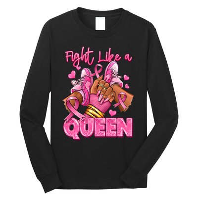 Fight Like A Queen Breast Cancer Support Awareness Long Sleeve Shirt