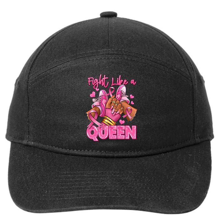 Fight Like A Queen Breast Cancer Support Awareness 7-Panel Snapback Hat