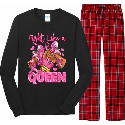 Fight Like A Queen Breast Cancer Support Awareness Long Sleeve Pajama Set