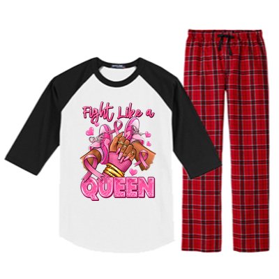 Fight Like A Queen Breast Cancer Support Awareness Raglan Sleeve Pajama Set